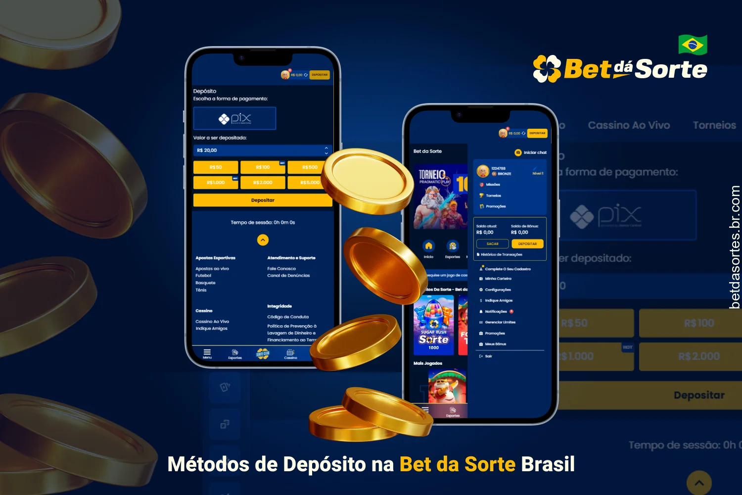 Fazer depósitos no Bet da Sorte é bem direto e você tem várias opções disponíveis na plataforma