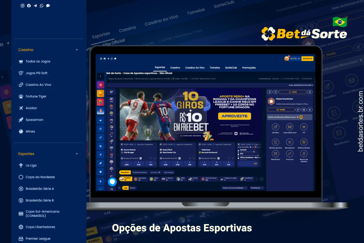 As opções de apostas esportivas da Bet da Sorte variam desde esportes tradicionais e lutas até esportes virtuais