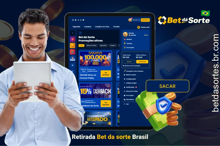 A Bet da Sorte oferece aos jogadores brasileiros métodos rápidos e seguros para sacar seus ganhos