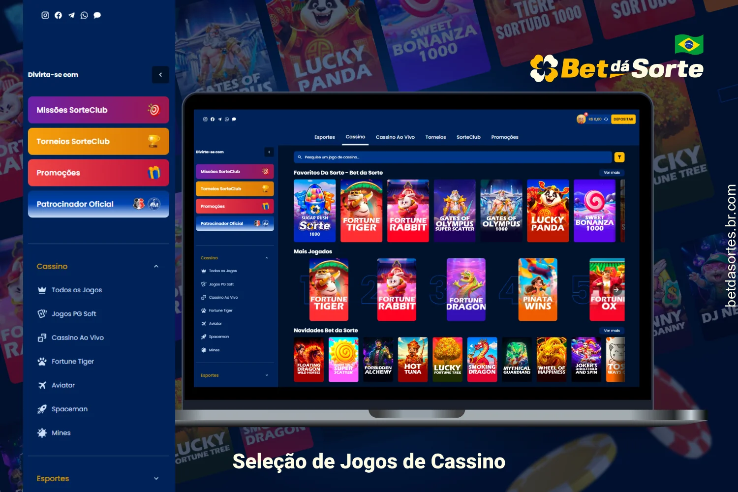 O cassino da Bet da Sorte oferece uma ampla coleção de jogos de cassino e cassino ao vivo